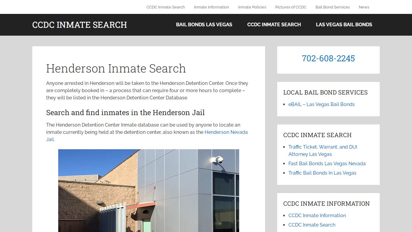 Henderson Inmate Search | Henderson Detention Center, Nevada