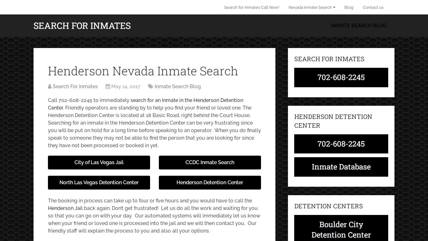 Henderson Nevada Inmate Search - Search for Inmates